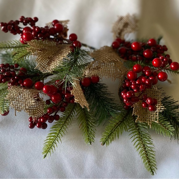 Lot of 5 9” Traditional Berry and Burlap Pine Picks with end Clip Beautiful - Picture 5 of 10